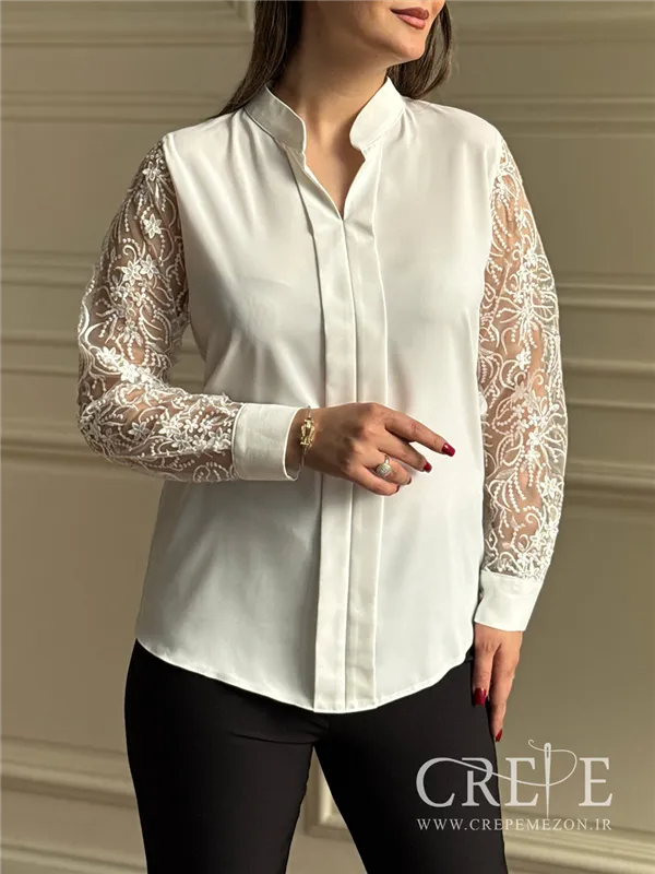 شومیز دوپیله آستین تور