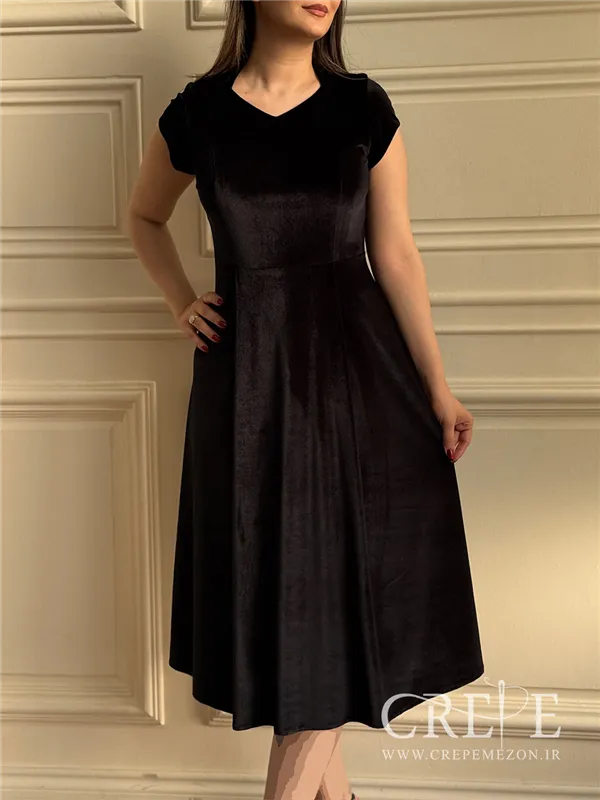 پیراهن مخمل یقه دلبری