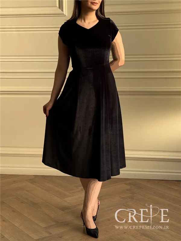 پیراهن مخمل یقه دلبری