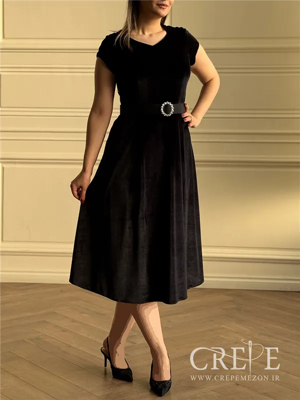 پیراهن مخمل یقه دلبری