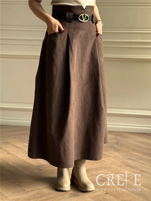 دامن جیر دو جیب کمربنددار