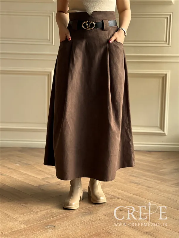 دامن جیر دو جیب کمربنددار