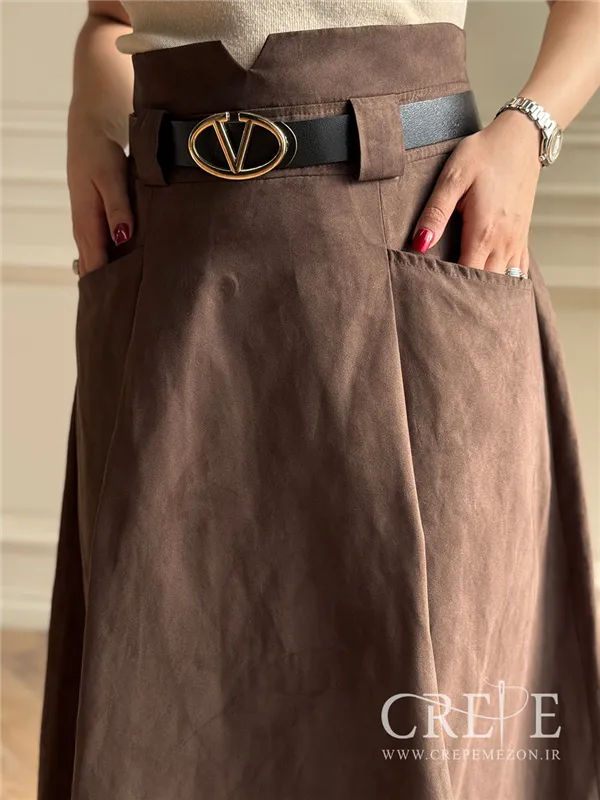 دامن جیر دوجیب کمربنددار