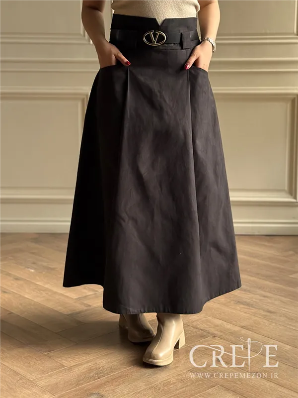 دامن جیر دو جیب کمربنددار