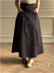 دامن جیر دو جیب کمربنددار