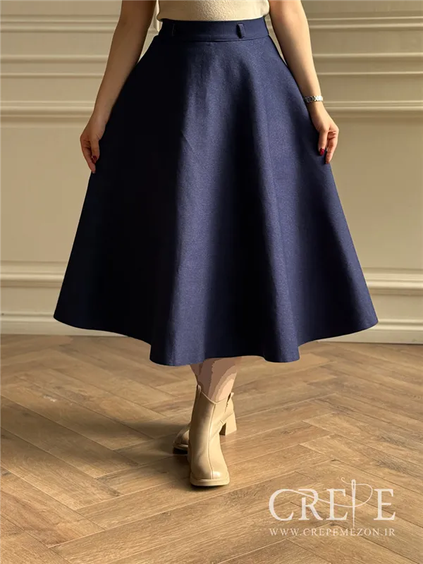 دامن جین نیم کلوش قد 86 