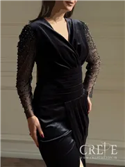 ماکسی مخمل آستین تور