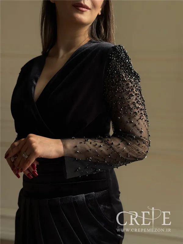 ماکسی مخمل آستین تور