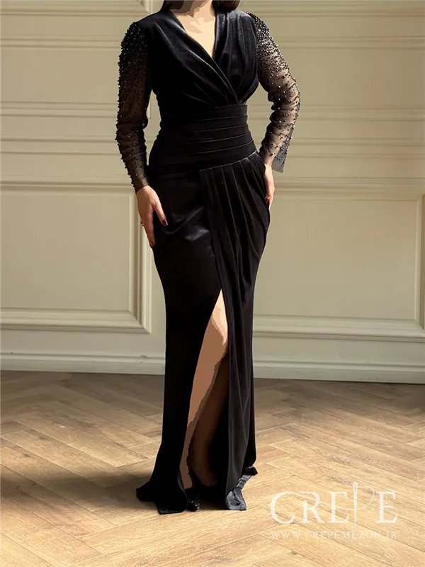 ماکسی مخمل آستین تور