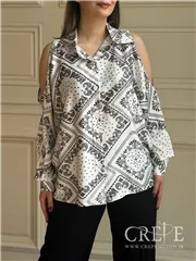 شومیز ساتن آستین کیمونو سرشانه باز