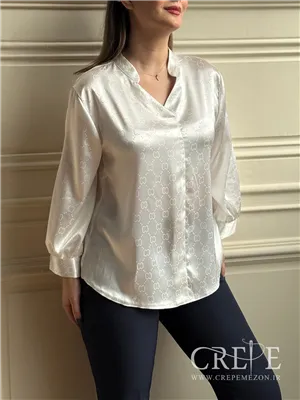 شومیز یقه فرنچ ساتن طرح گوچی