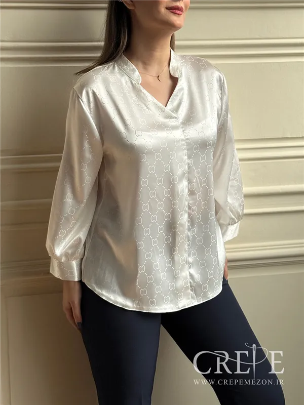 شومیز یقه فرنچ ساتن طرح گوچی