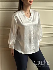 شومیز یقه فرنچ ساتن طرح گوچی