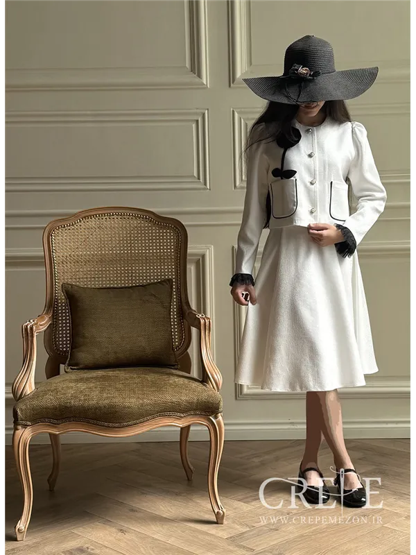 ست کت ودامن کتان لمه گل رز 