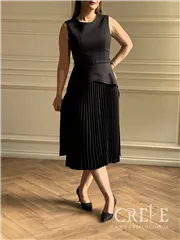 پیراهن دامن پلیسه کمربنددار