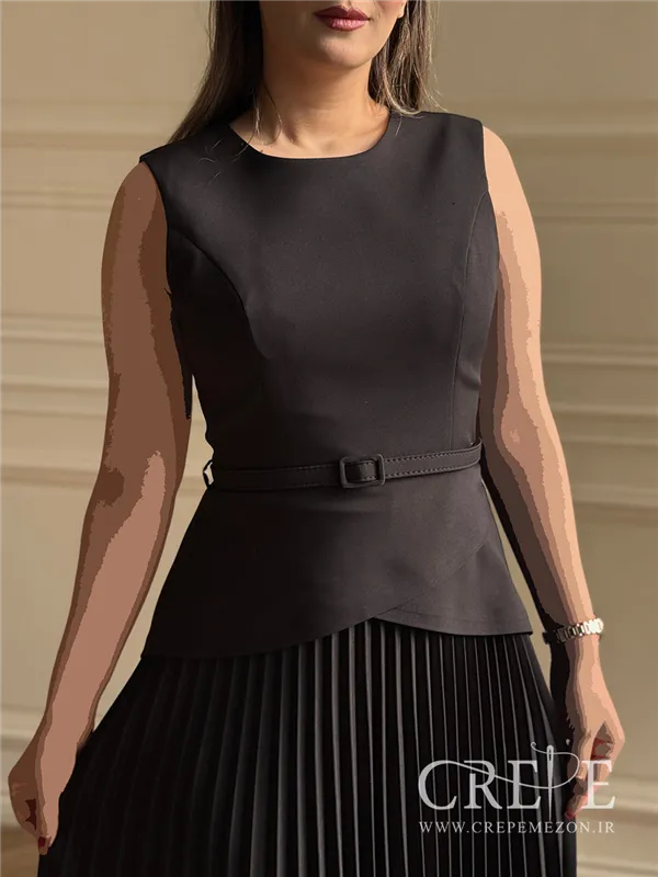 پیراهن دامن پلیسه کمربنددار