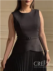 پیراهن دامن پلیسه کمربنددار