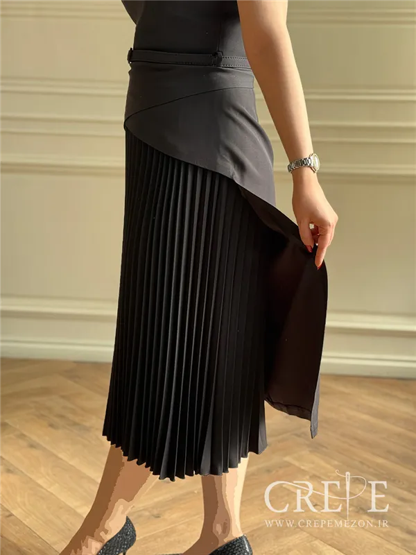 پیراهن دامن پلیسه کمربنددار