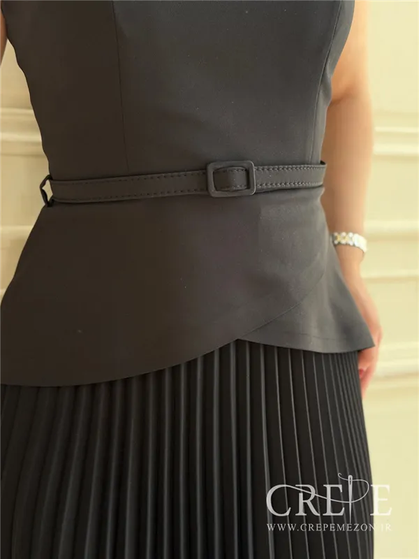 پیراهن دامن پلیسه کمربنددار