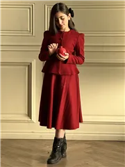 ست وکت ودامن نیکی تینیجری دکمه گلدوزی