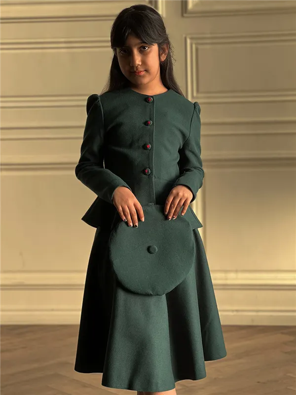 ست کت ودامن نیکی دکمه گلدوزی