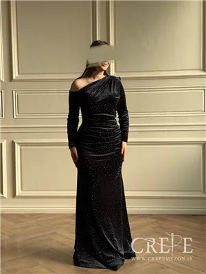 ماکسی مخمل نگینی سرشانه کار شده