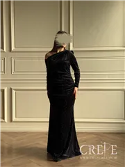 ماکسی مخمل نگینی سرشانه کار شده