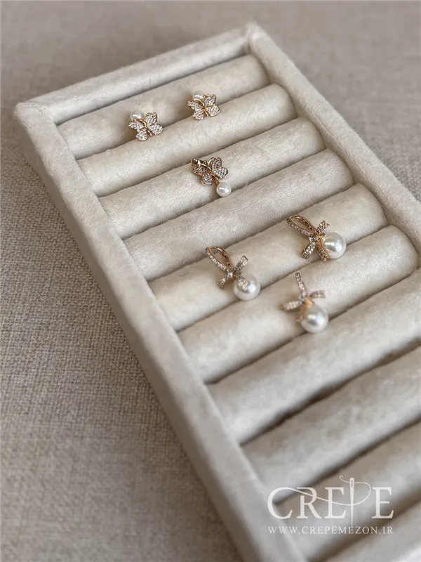 نیم ست ژوپینگ پروانه مرواریدی