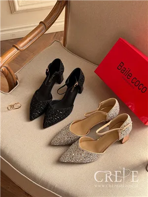 کفش بغل باز نگین مثلثی پاشنه 5/5 سانت