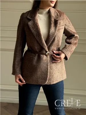 کت پوست سموری جناقی کمربند دار