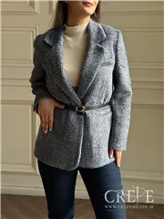 کت پوست سموری جناقی کمربند دار