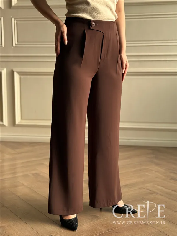 شلوار از بالا گشاد کرپ زارا پیله دار قد 108