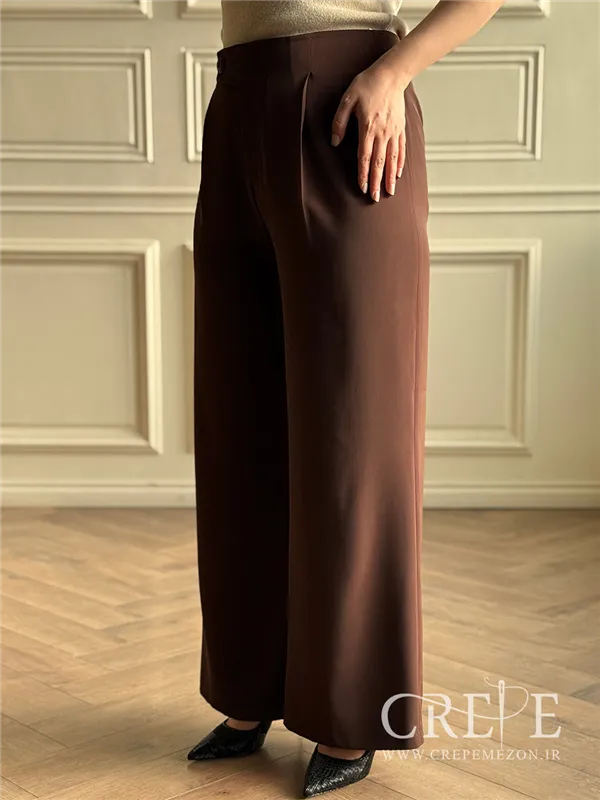 شلوار از بالا گشاد کرپ زارا پیله دار قد 108