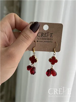 گوشواره ونکلیف دانه انار آویز