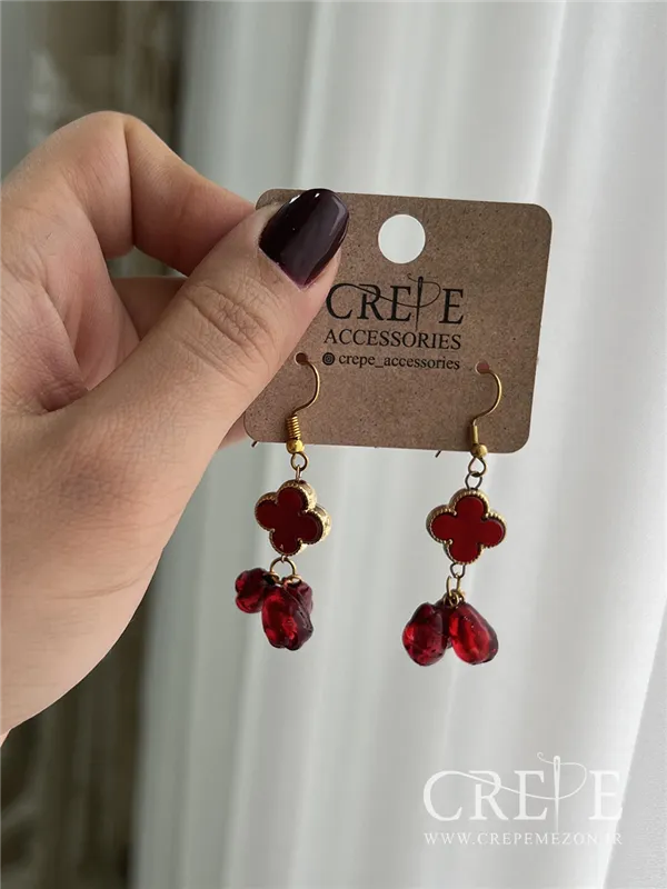 گوشواره ونکلیف دانه انار آویز