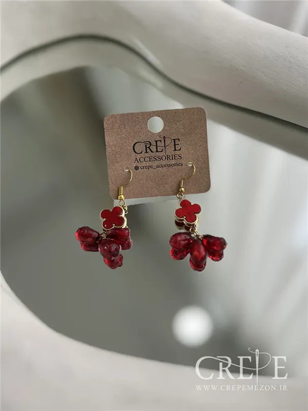 گوشواره ونکلیف دانه انار آویز