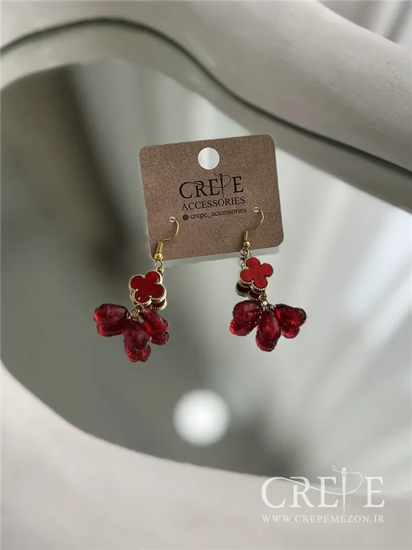 گوشواره ونکلیف دانه انار آویز