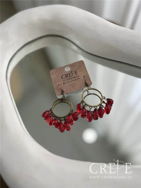 گوشواره برنزی دانه انار آویز 