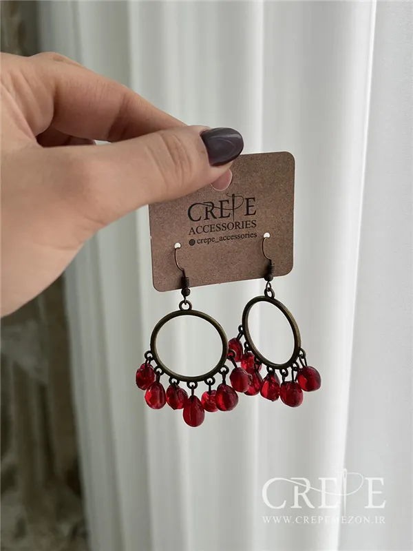 گوشواره برنزی دانه انار آویز 