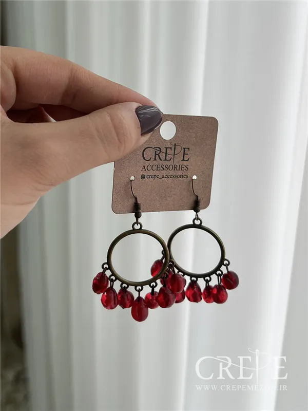 گوشواره برنزی دانه انار آویز 