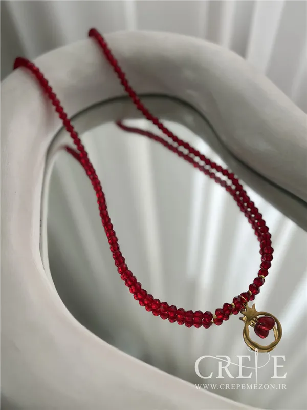 گردنبند انار کریستالی پلاکدار