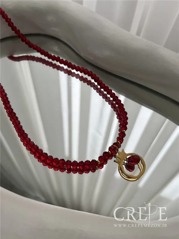 گردنبند انار کریستالی پلاکدار
