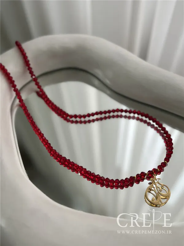 گردنبند انار کریستالی پلاکدار