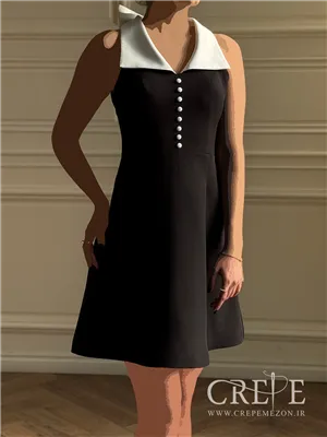 پیراهن یقه آمریکایی کوتاه پشت پاپیونی